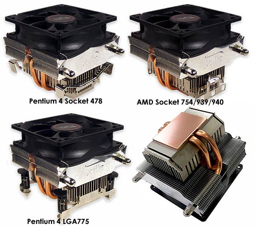 This image shows the three different socket types the Samurai Z is compatible with. Along with a look at the base of the cooler.